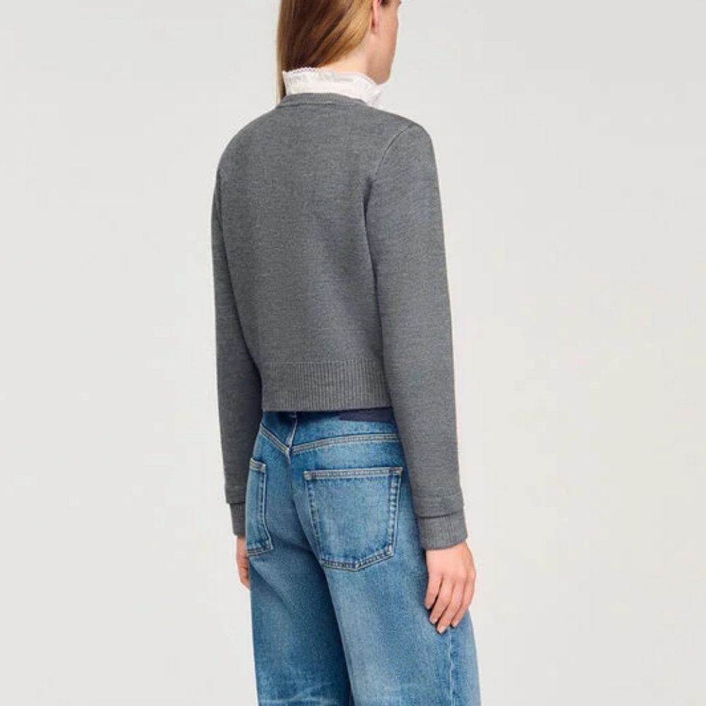 Sandro Cardigan with detachable ruffle collar - Picture 5 of 13